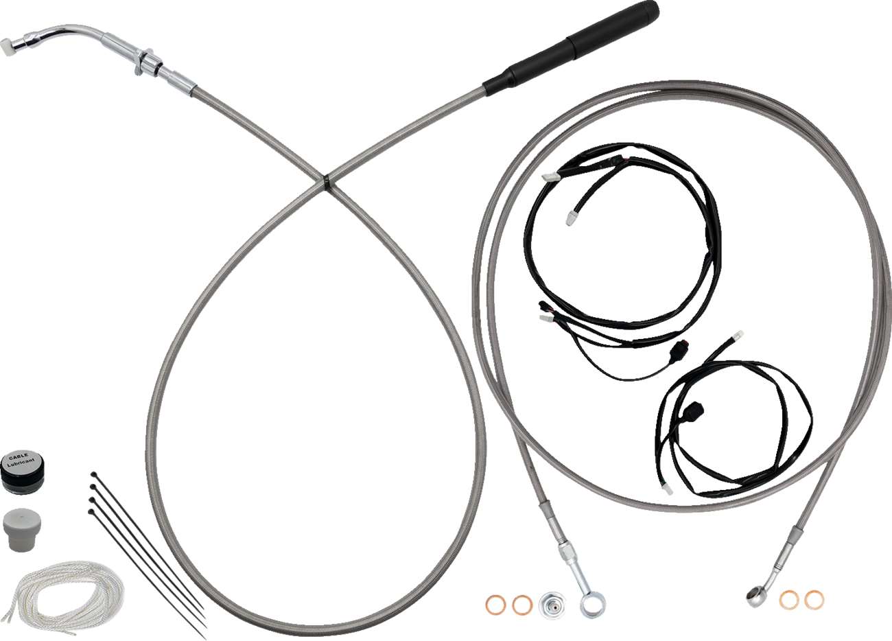 Fat baggers inc. EZ Install Kit - 16" Handlebars - Upper Clutch - Full Length - Braided Stainless Steel/Chrome 2023-2025 Harley Davidson FLTRXSE CVO Road Glide