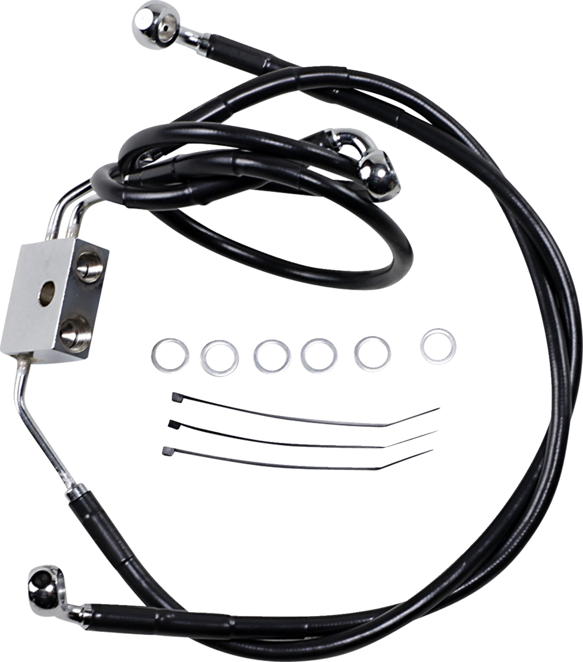 Drag specialties Brake Line - Front - Black - +8" - FXDF '12-'17 2012-2017 Harley Davidson FXDF Fat Bob
