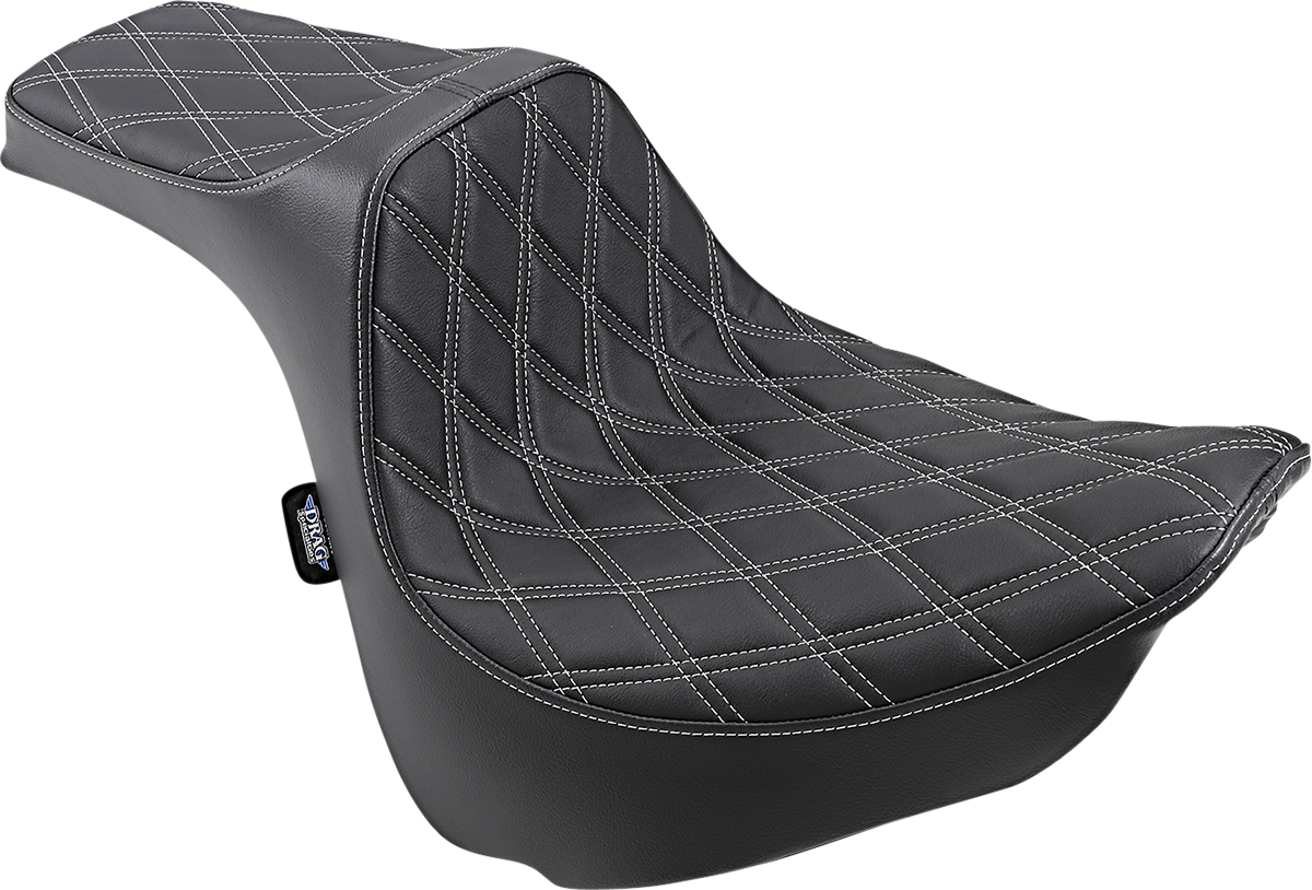 Drag specialties seats Predator III Seat - Double Diamond - Silver Stitched - FXFB/S '18-'23 2018-2023 Harley Davidson FXFBS Fat Bob 114 / 2022-2022 Harley Davidson FXBBS Street Bob 114 / 2018-2019 Harley Davidson FXFB Fat Bob 107