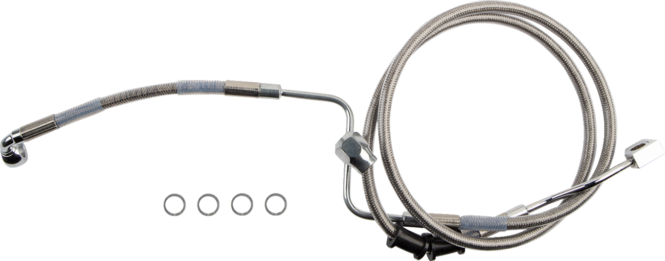 Drag specialties Brake Line - Rear - Master Cylinder to ABS - Stainless Steel Harley Davidson