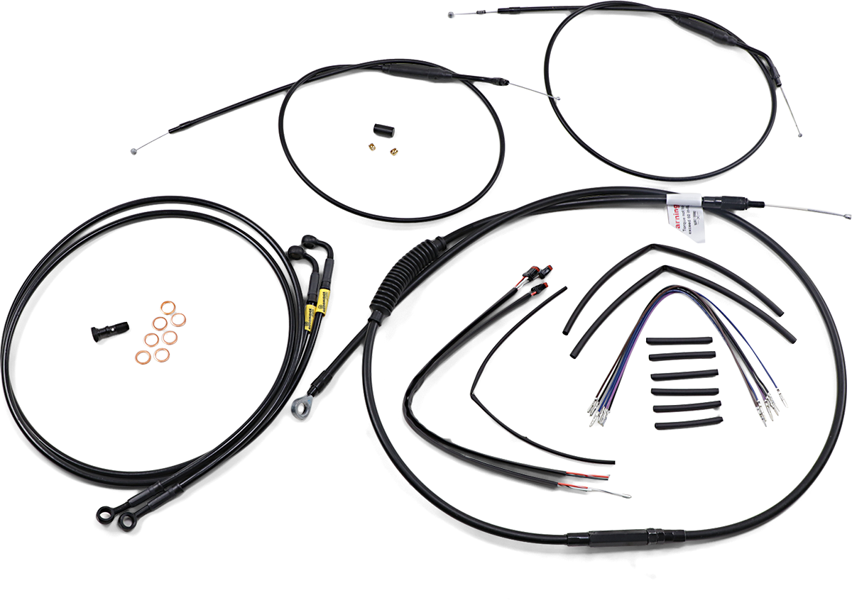 Complete Black Vinyl Handlebar Cable/Line Kit for Ape Hanger Handlebars