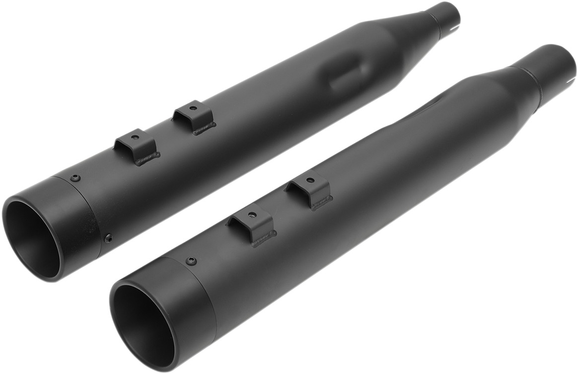 Drag specialties 4" Slip-On Mufflers with Billet End Caps - Black/Black Harley Davidson