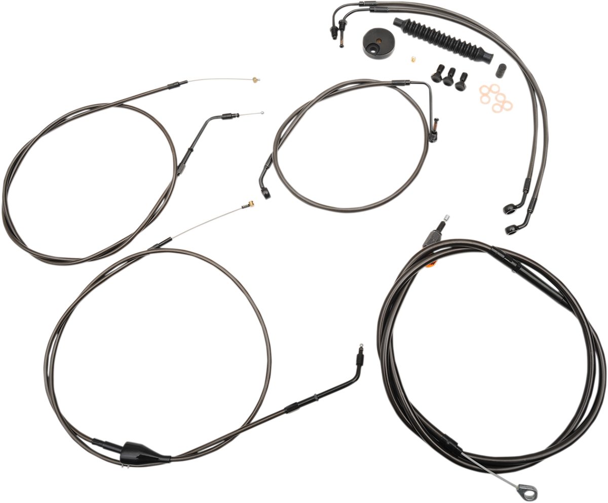 La choppers Standard Midnight Braided Handlebar Cable/Brake Line Kit - 15"-17" Ape Hangers - '96-'07 FLTR Harley Davidson