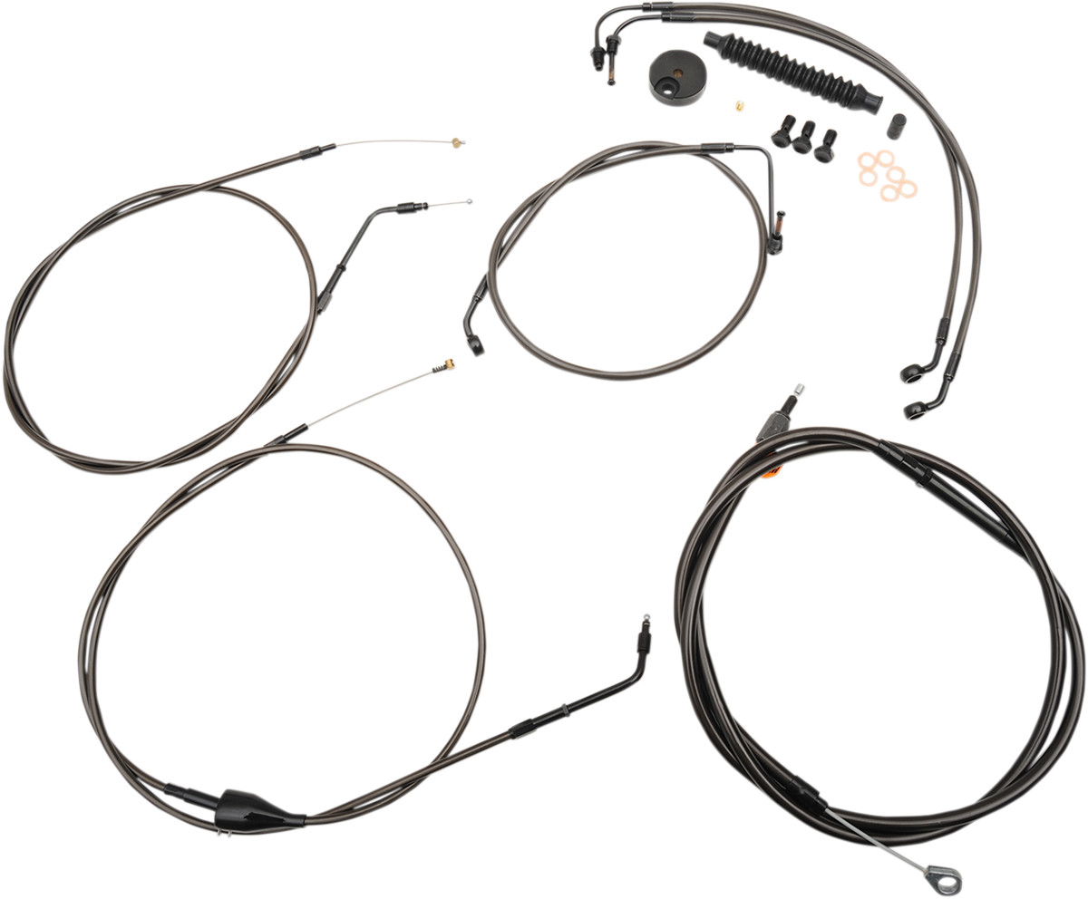 La choppers Standard Midnight Braided Handlebar Cable/Brake Line Kit - 15"-17" Ape Hangers - '96-'07 FLTR Harley Davidson