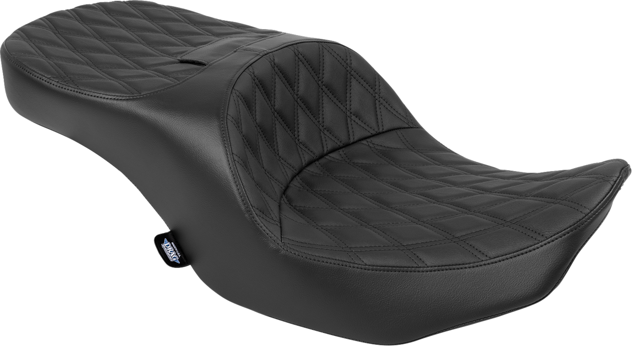 Drag specialties seats Forward Position Freedom Seat - Vinyl/Solar Leather - Black Double Diamond Stitch - FLH/FLT '23-'25 Harley Davidson
