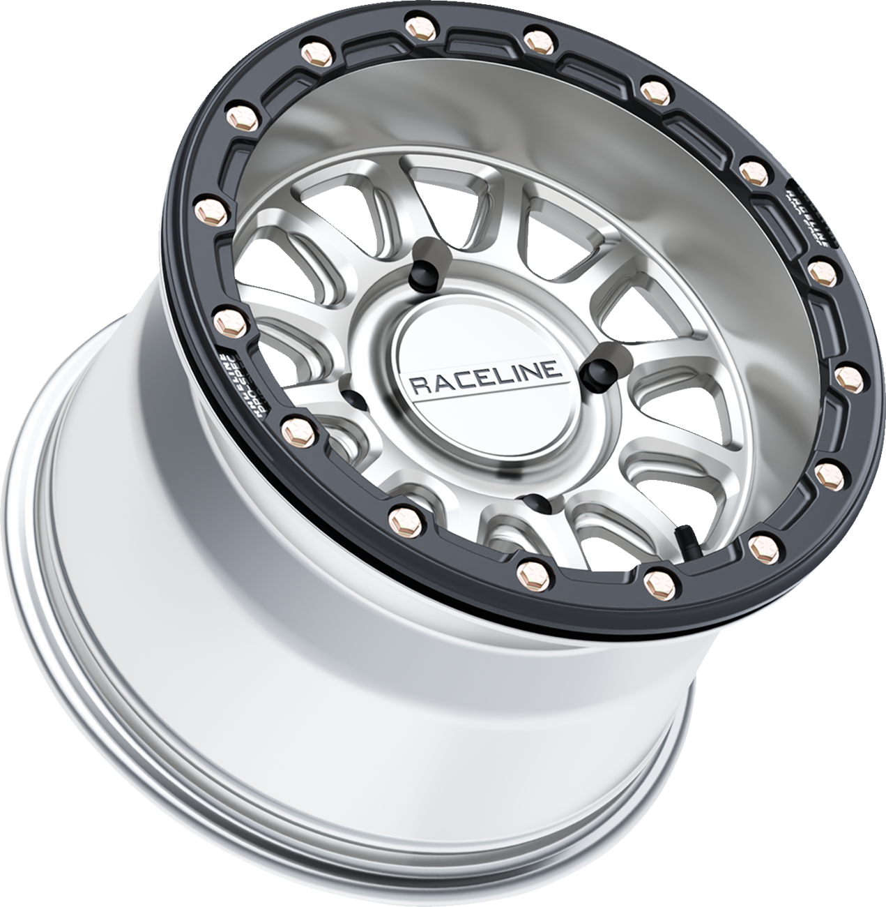 Raceline wheels Wheel - Alpha - Front/Rear - Hyper Silver/with Black Ring - 15x10 - 4/156 - +10 mm Arctic Cat/Kawasaki/Polaris/Yamaha/Textron