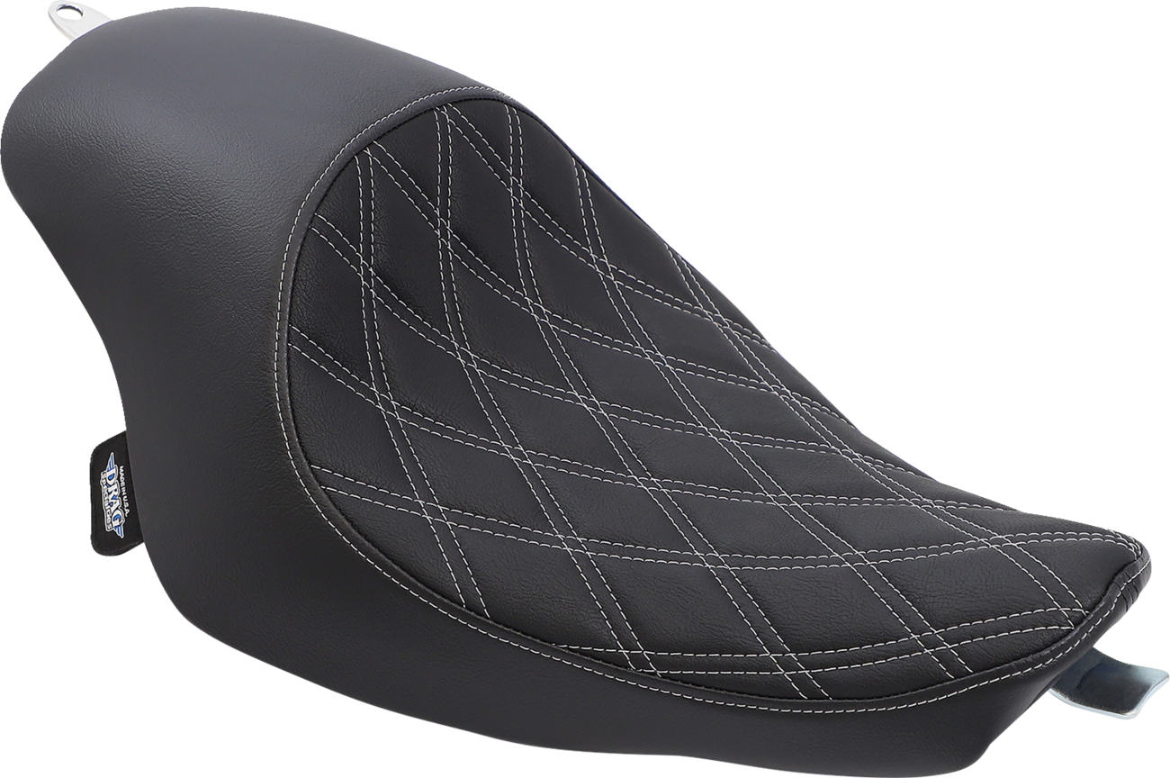 Drag specialties seats 3/4 Solo Seat - Double Diamond - Black w/ Silver Stitching - XL '04-'22 Harley Davidson