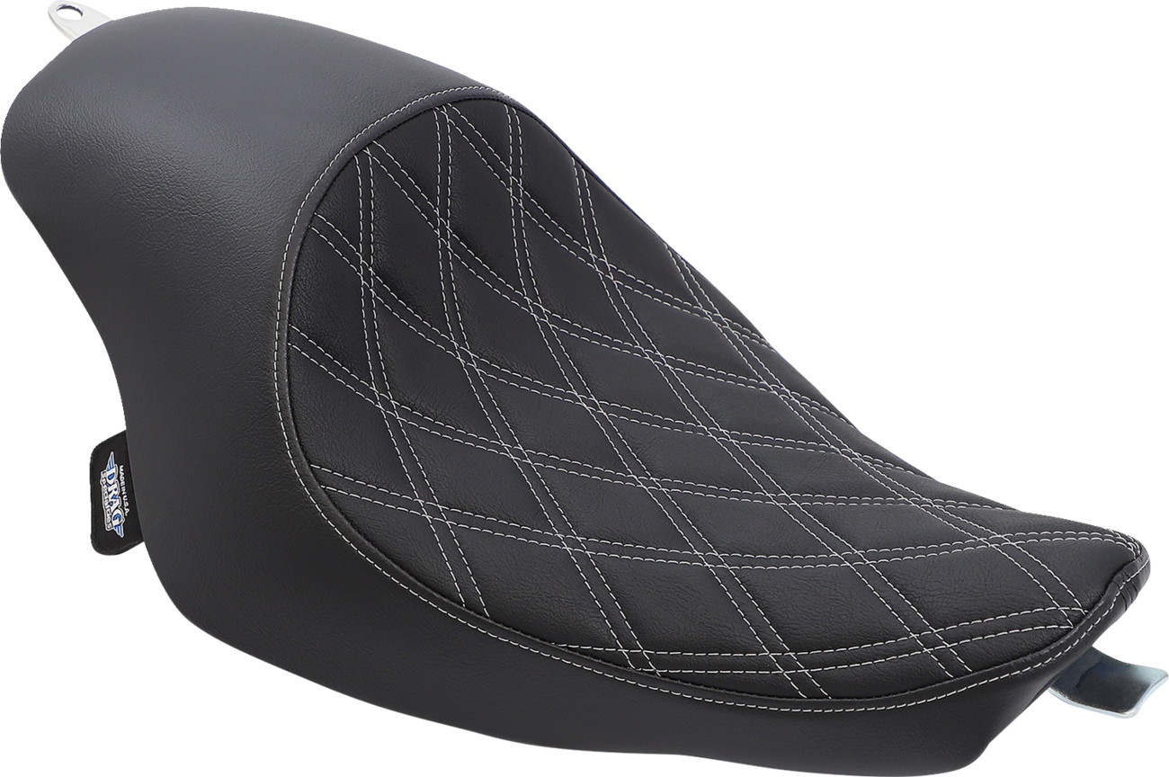 Drag specialties seats 3/4 Solo Seat - Double Diamond - Black w/ Silver Stitching - XL '04-'22 Harley Davidson