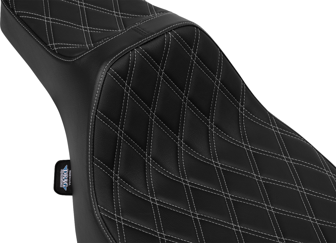 Drag specialties seats Extended Reach Predator III Set - Vinyl - Silver Double Diamond Stitch - FLT/FLH '23-'24 Harley Davidson