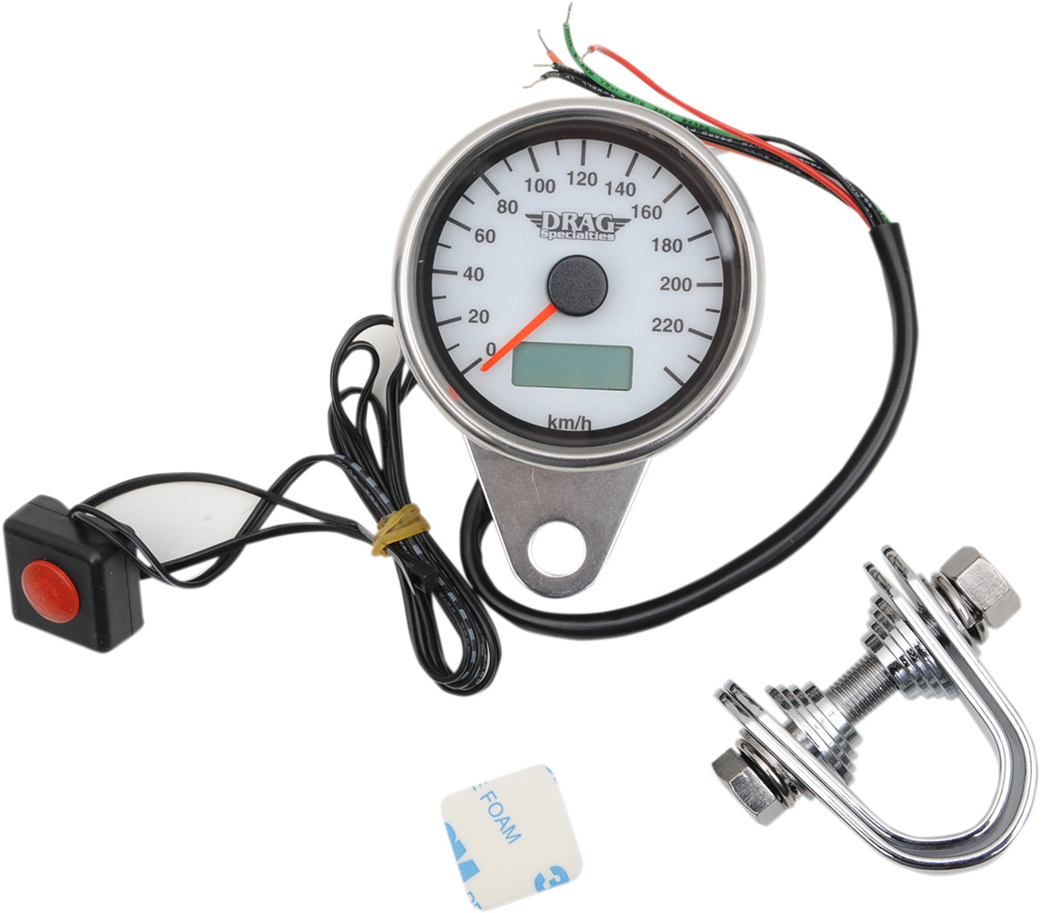 Drag specialties Programmable Mini Electronic Speedometer with Odometer/Tripmeter - 2.4" - Black Harley Davidson