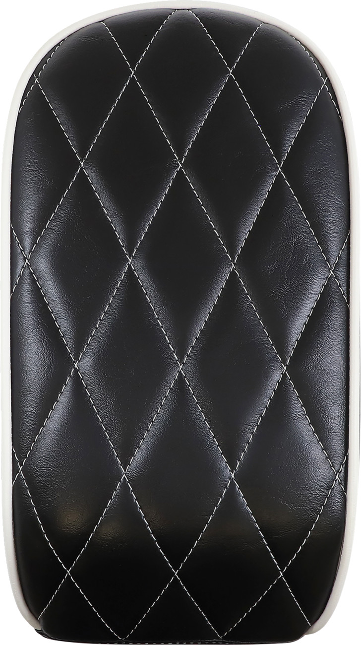 LE PERA Bare Bones Series Pillion Pad — White Piping/Diamond Stitch