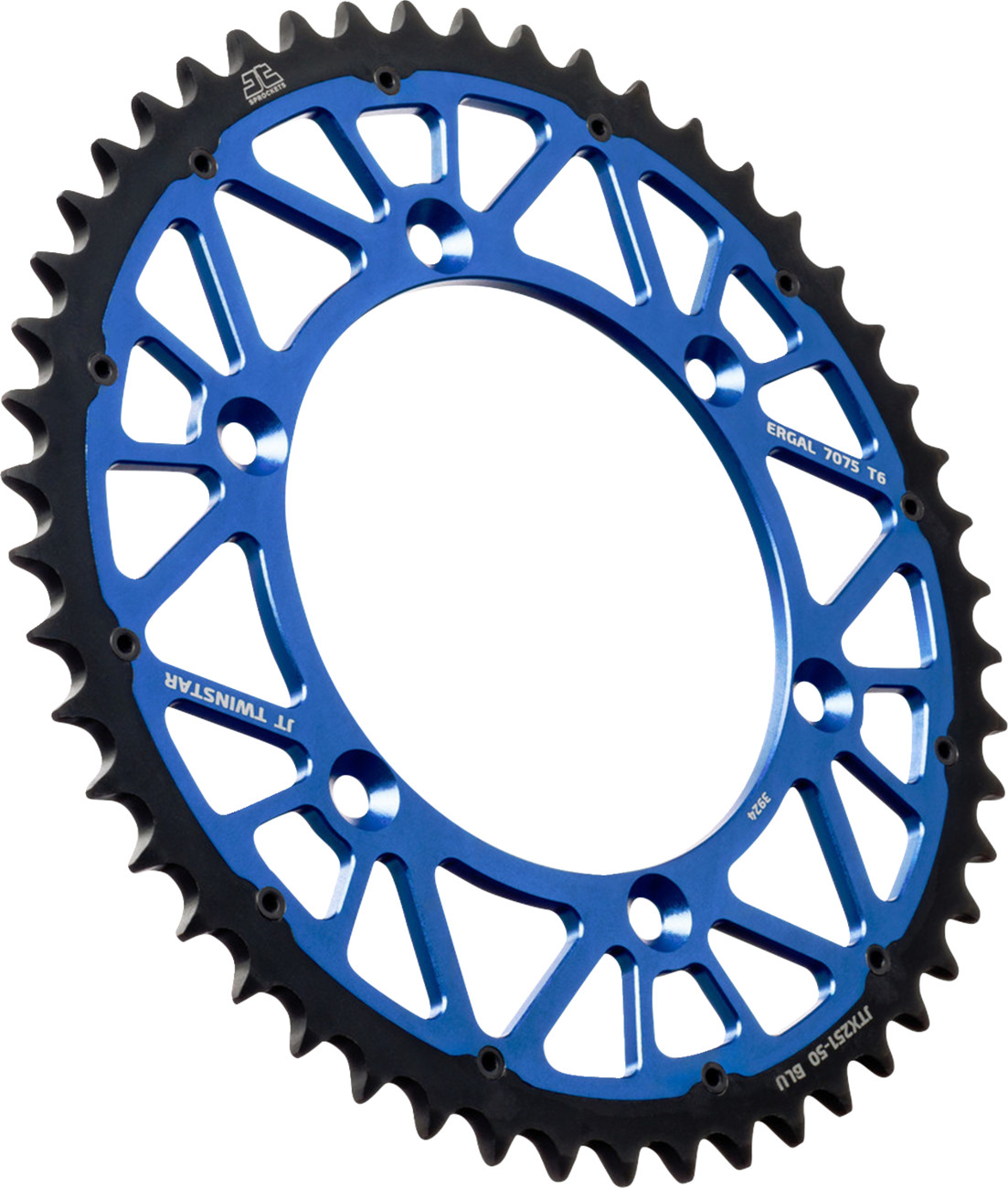 JT Sprockets 50 Tooth TwinStar Steel/Aluminum Rear Sprocket 50T for Yamaha YZ125X/YZ250/YZ250F, WR250F/WR450F & YZ450FX 2003-2025 JTX251.50BLU - Blue