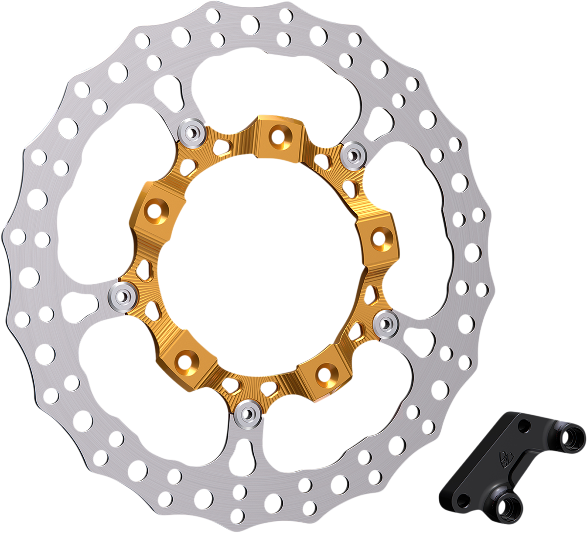 Arlen ness Rotor 14" - Front Left - Gold Harley Davidson