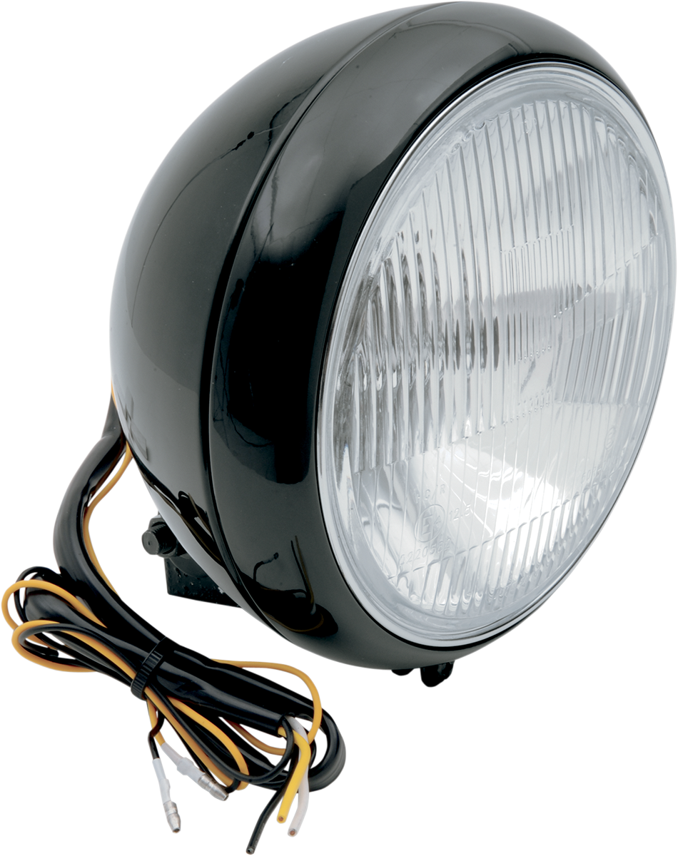 Drag specialties 7" Smooth Headlight - FLST - Black Harley Davidson