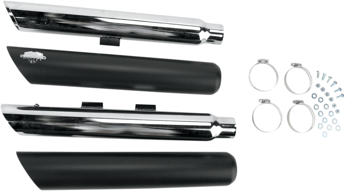 Vance & Hines Twin Slash 3" Slip on black mufflers Harley 0717 Softail