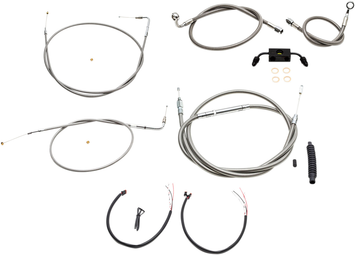 LA CHOPPERS Complete Stainless Braided Handlebar Cable/Brake Line Kit — Cable Kit