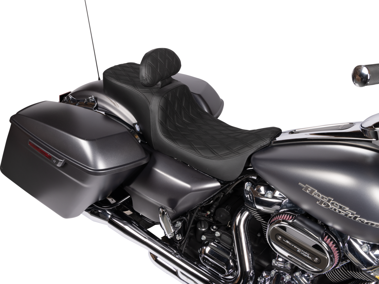 Drag specialties seats Predator 2-Up Seat - Vinyl - Double Diamond - w/o Backrest - FLH/FLTR '08-'23 Harley Davidson