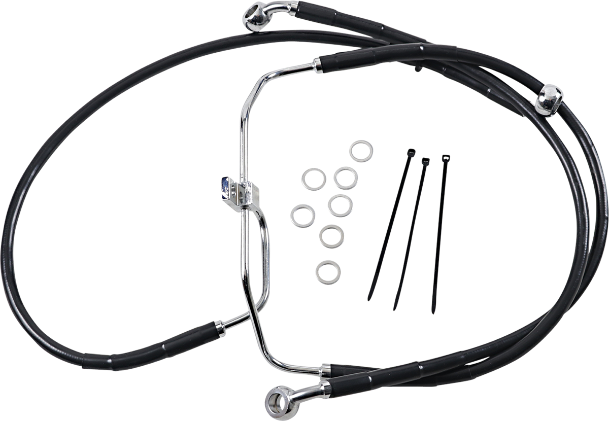 Drag specialties Brake Line - Front - Black - +4" - FXDF '08-'17 2008-2017 Harley Davidson FXDF Fat Bob