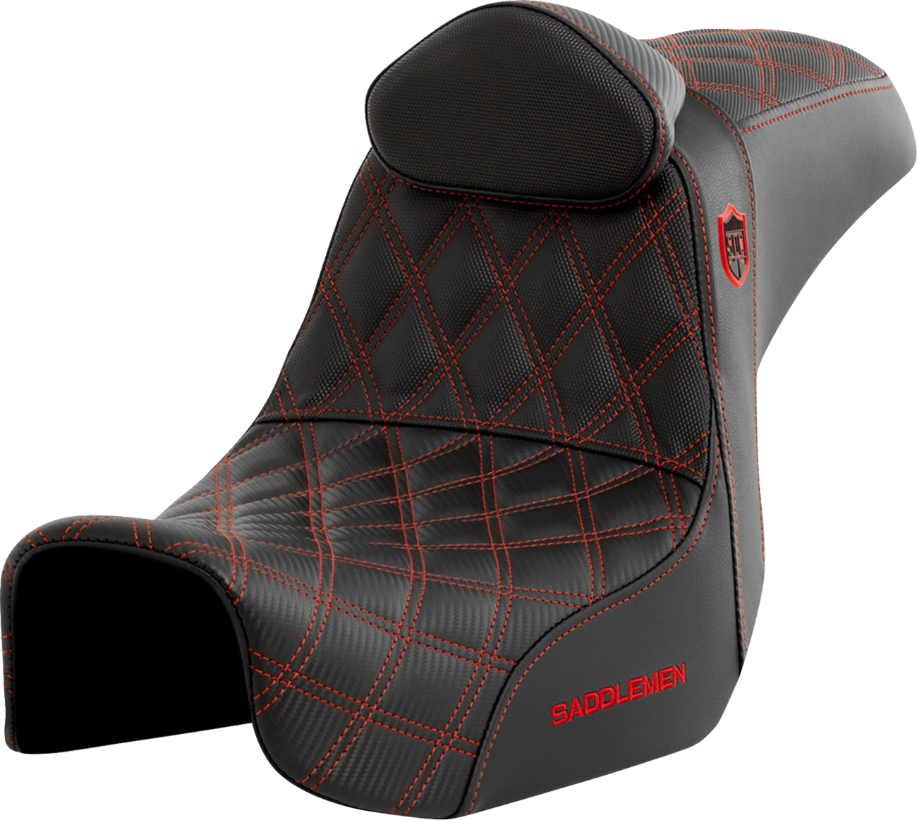 Saddlemen Pro Series SDC Performance Seat - w/ Backrest - Red Stitch - Dyna '06-'17 Harley Davidson