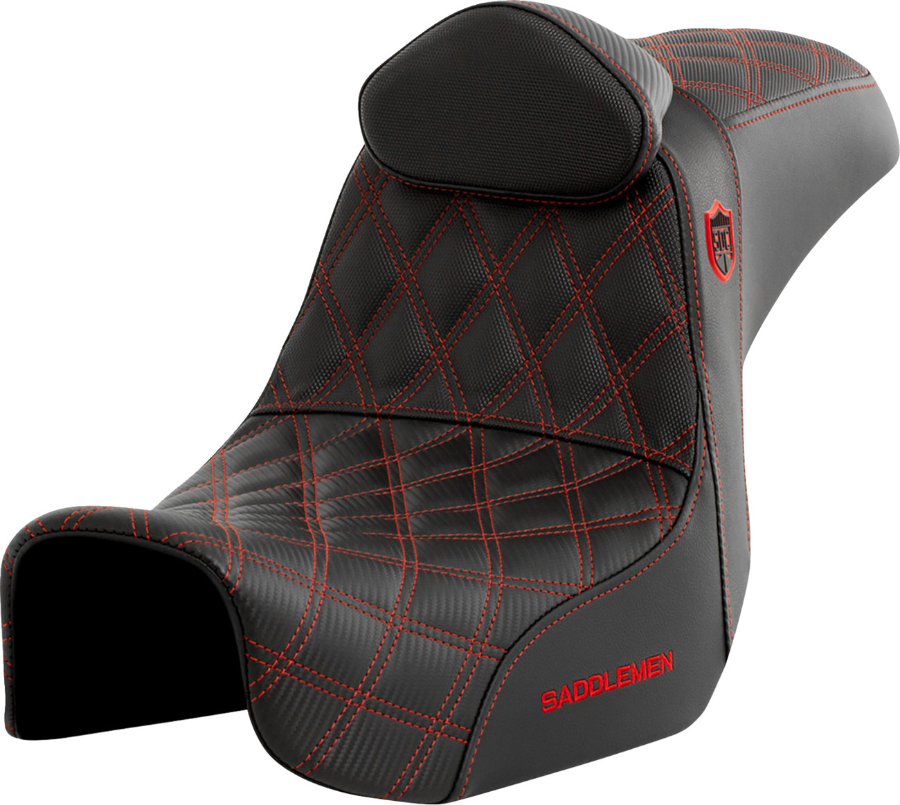 Saddlemen Pro Series SDC Performance Seat - w/ Backrest - Red Stitch - Dyna '06-'17 Harley Davidson