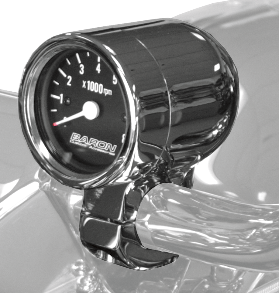 Baron 3" Black 1" Handlebar Motorcycle Electronic Tachometer Gauge for Harley