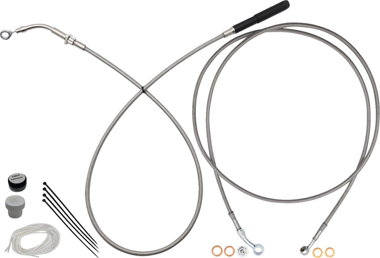 Fat baggers inc. EZ Install Kit - 14" Handlebars - Upper Clutch - Full Length - Braided Stainless Steel Harley Davidson