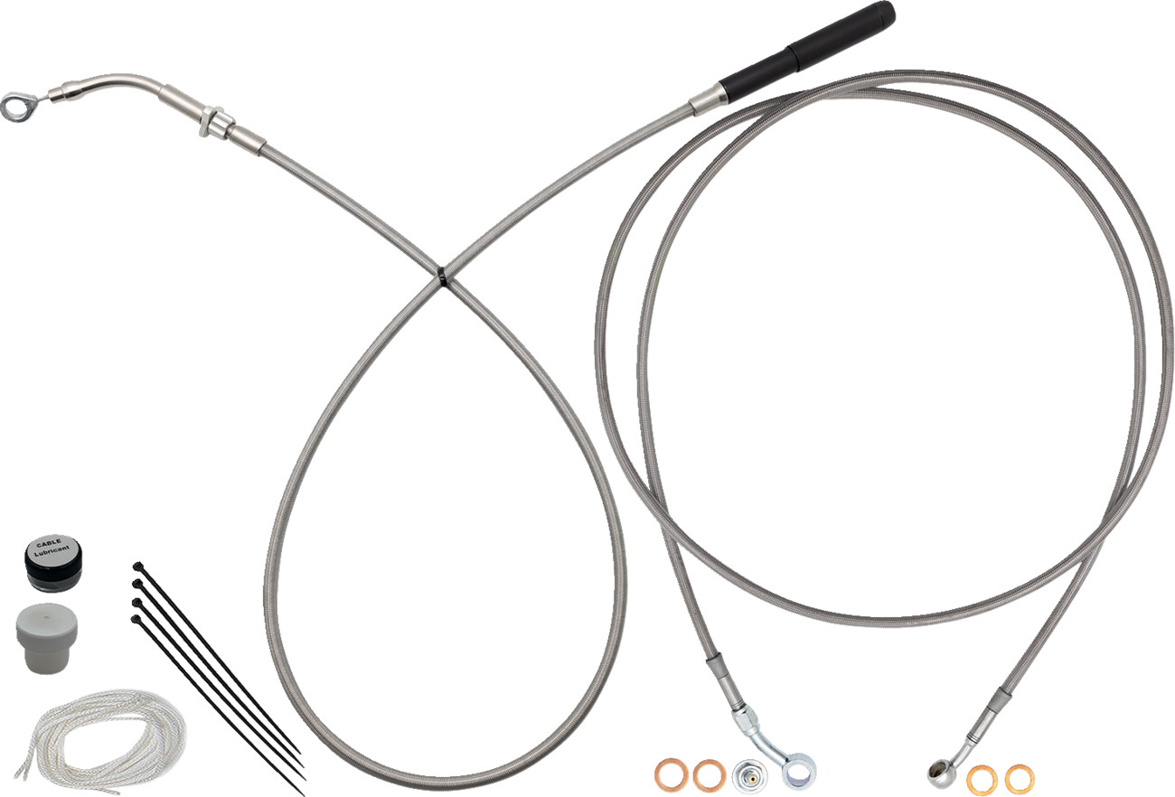Fat baggers inc. EZ Install Kit - 14" Handlebars - Upper Clutch - Full Length - Braided Stainless Steel Harley Davidson