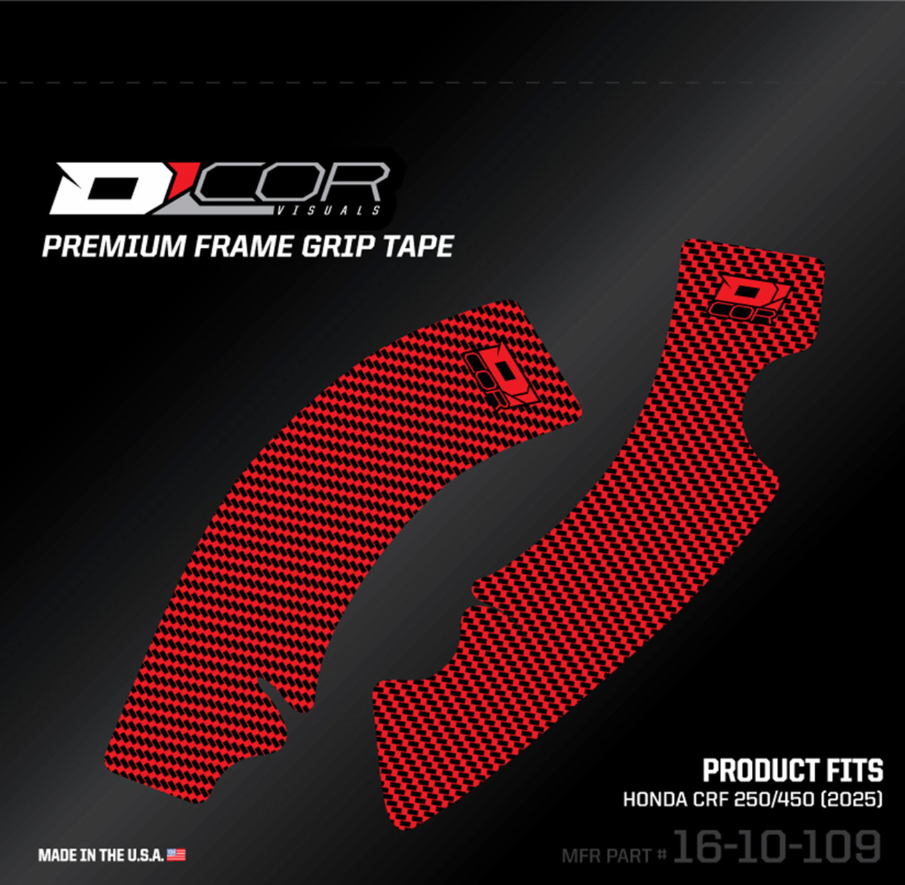 D'cor visuals Frame Grip Tape - Red - Honda - CRF 250/450 R