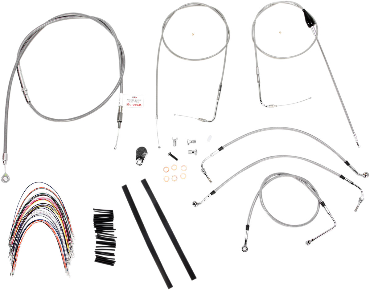 BURLY BRAND Complete Stainless Braided Handlebar Cable/Brake Line Kit