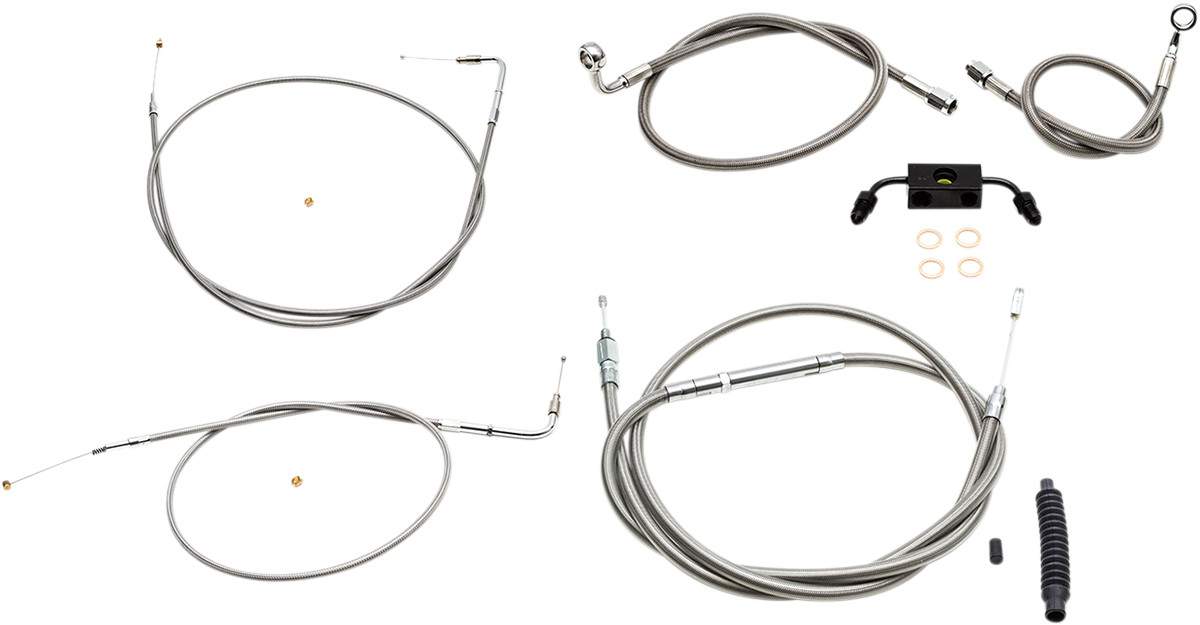 LA CHOPPERS Standard Stainless Braided Handlebar Cable/Brake Line Kit