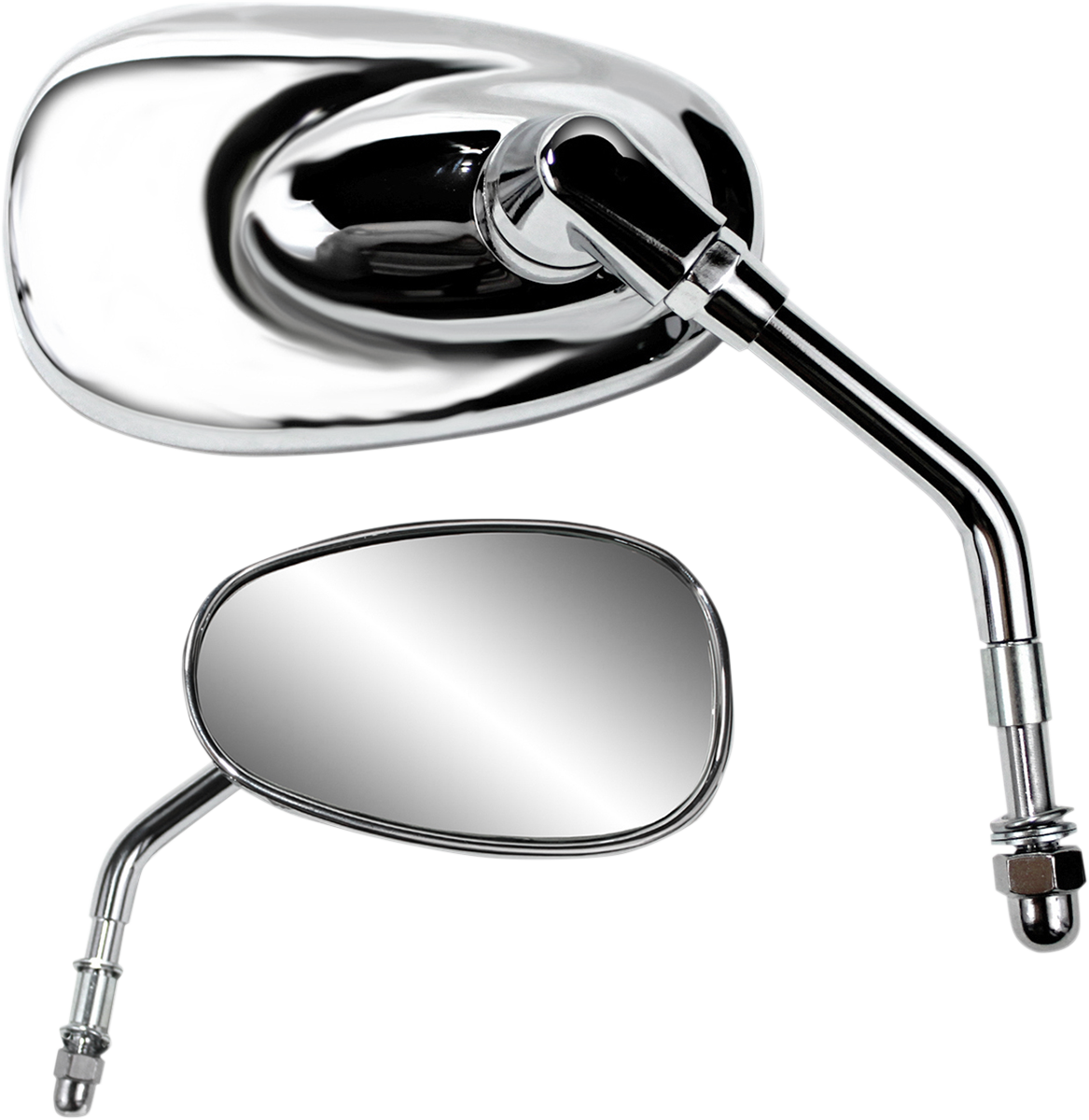 Parts unlimited Mirror - Side View - Oval - Short - Chrome