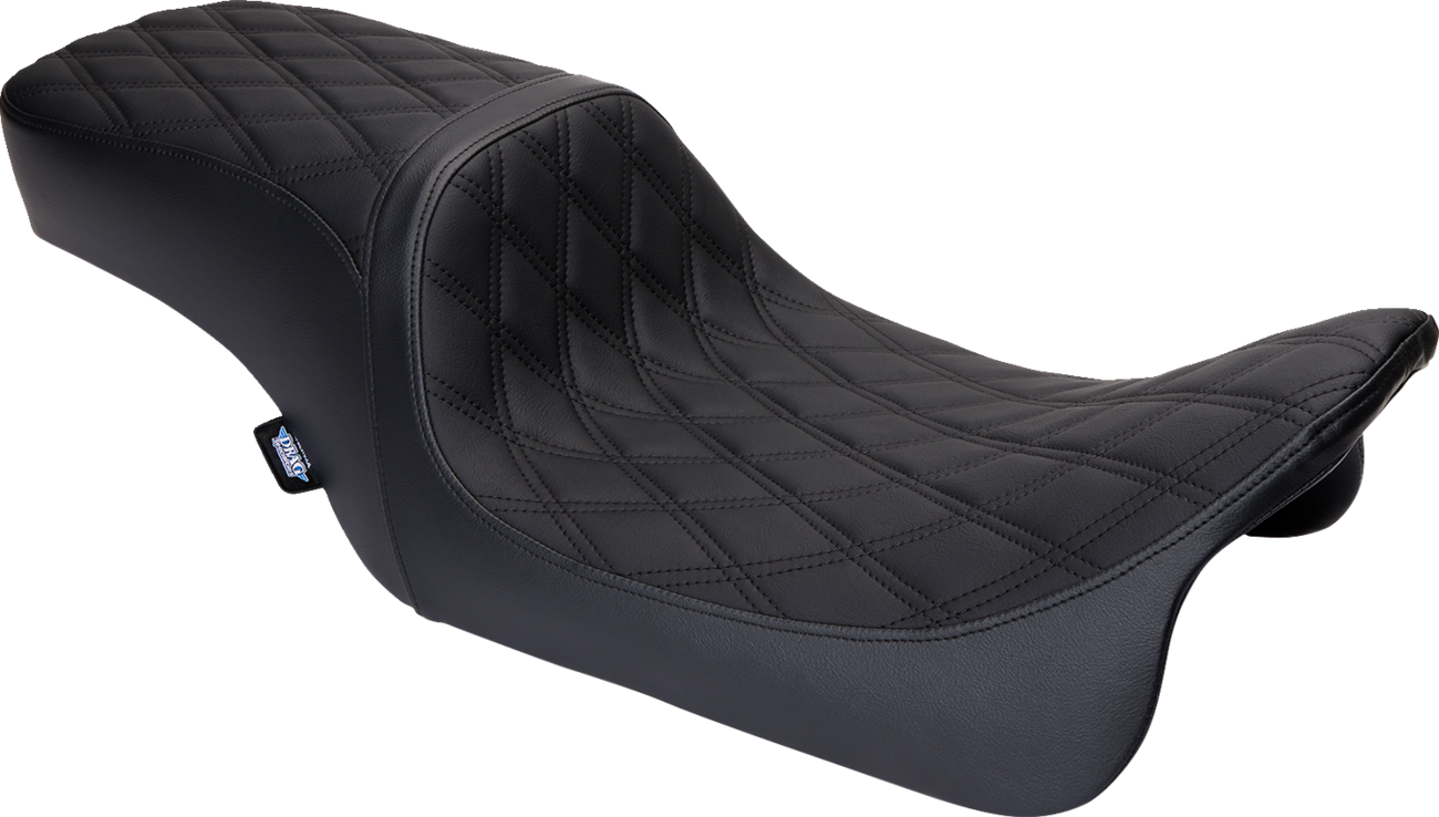 Drag specialties seats Predator 2-Up Seat - Vinyl - Double Diamond Black Stitch - w/o Backrest - FLH '08-'23 Harley Davidson