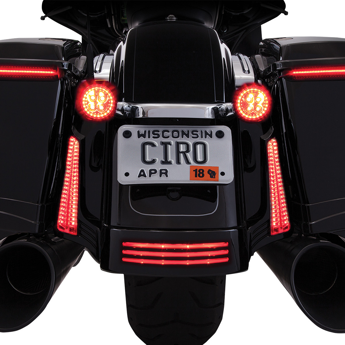 Ciro Fang Rear LED Bullet Turn Signal Inserts With Bezel For Harley 2000-2025