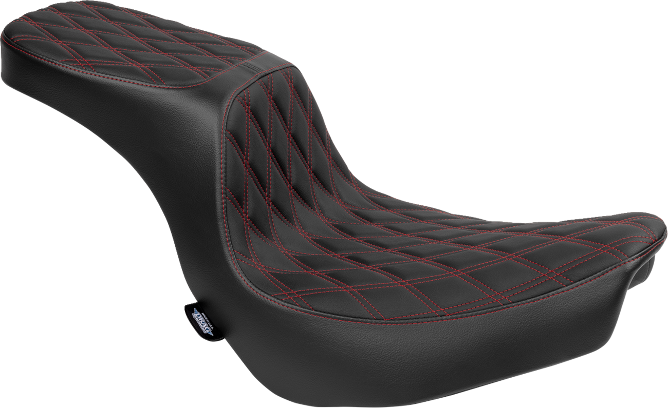 Drag specialties seats Predator 2-Up Seat - Vinyl - Double Diamond - Red Stitching - FLSB/FXLRS '18-'24 Harley Davidson