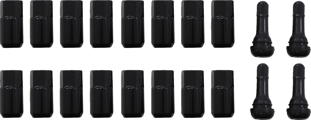 Moose offroad Lug Nuts with Valve Stems - 12 mm x 1.50 - Black - Tapered - 16 Pack