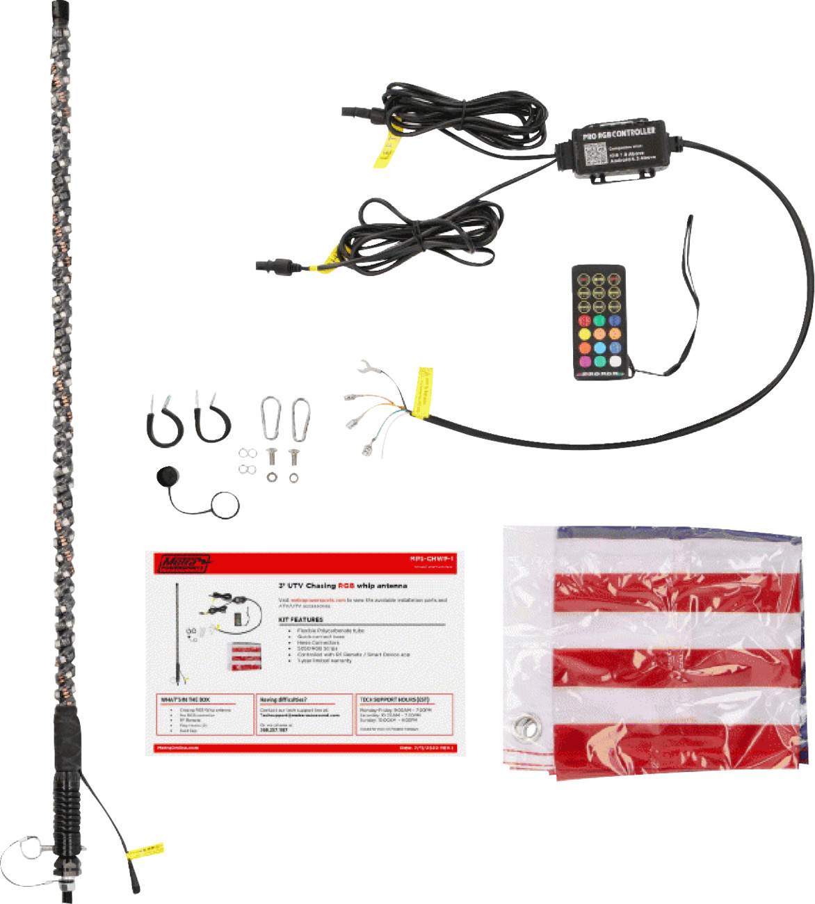 Saddle tramp 3" Whip Light - Chasing - RGB - w/ Controller