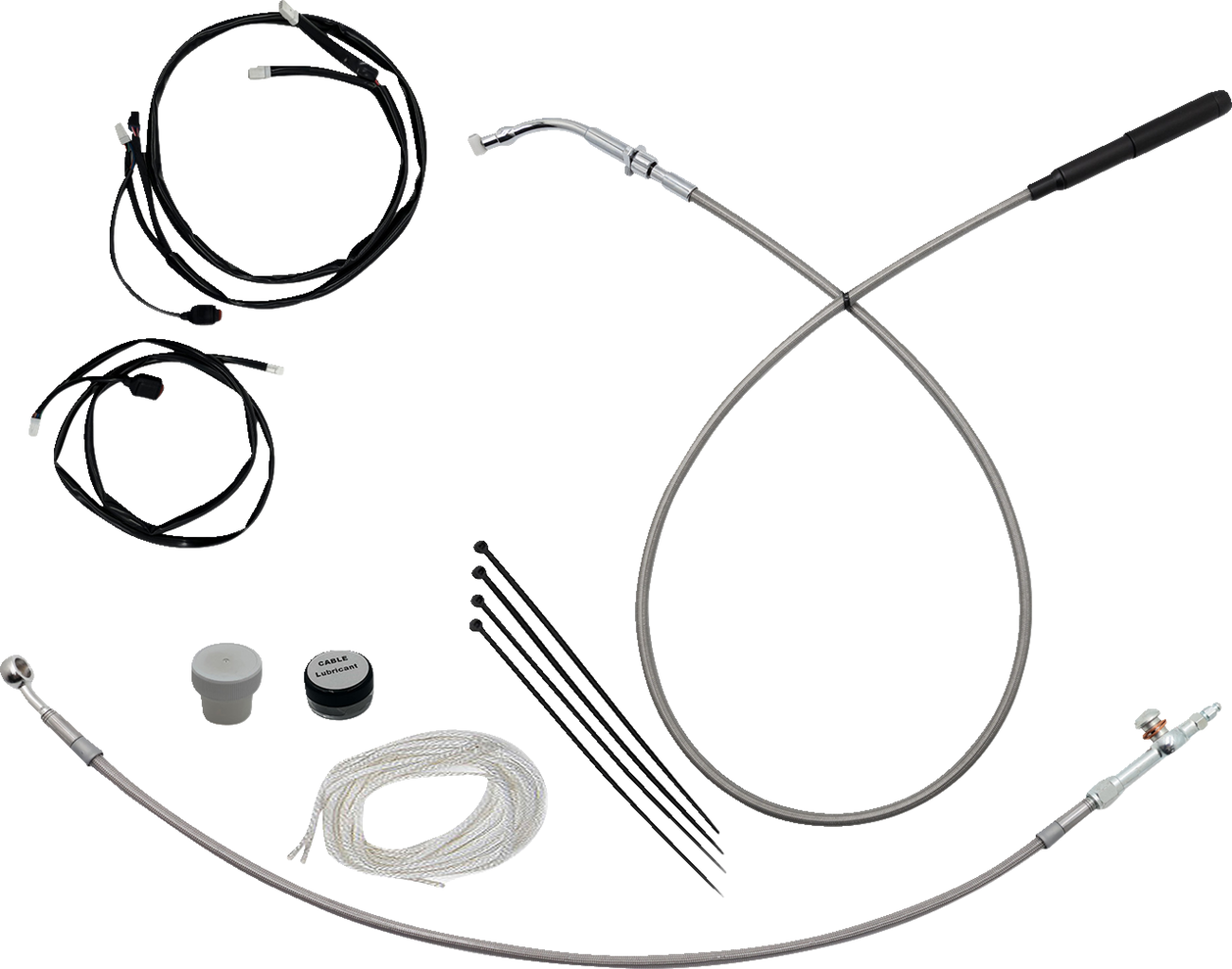 Fat baggers inc. EZ Install Kit - 16" Handlebars - Upper Clutch - Braided Stainless Steel/Chrome Harley Davidson