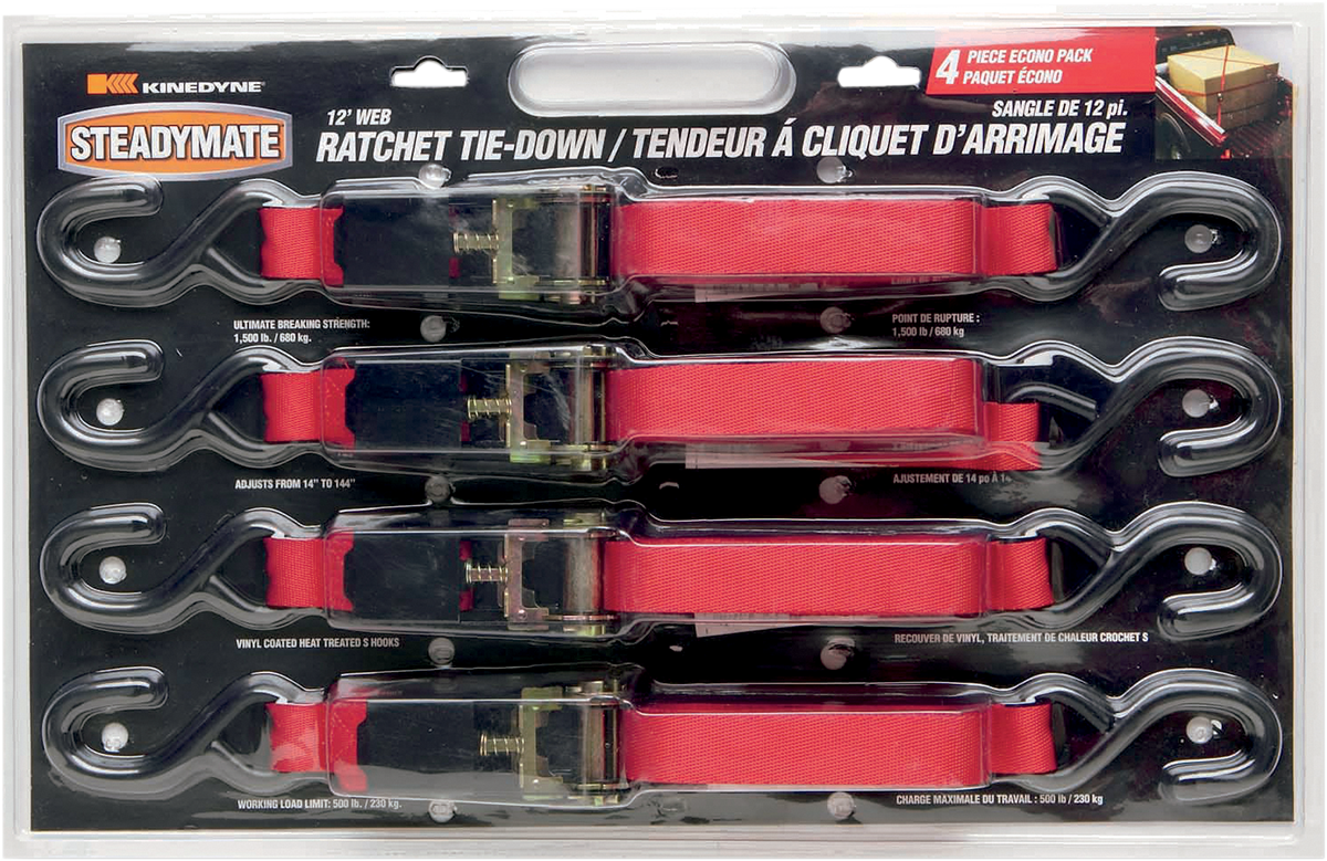 STEADYMATE 1" X 12' Tie-Downs with Ratchet Buckles