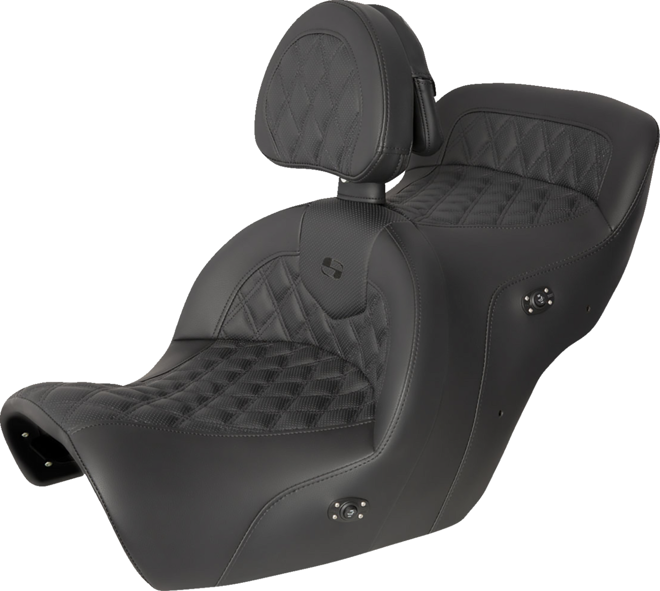 SADDLEMEN (H88-07-182BRHCT) Heated RoadSofa(tm) Seat | RoadSofa(tm) Seat - with Backrest - Full Lattice Stitch - Black - Heated - GL1500 '88-'00