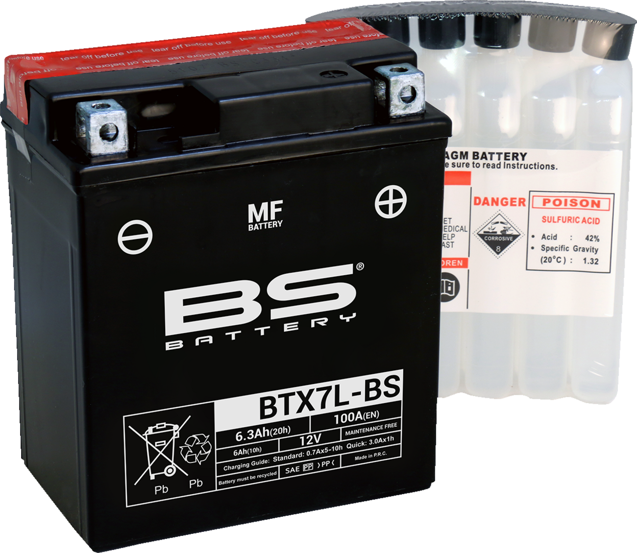 Bs battery Battery - BTX7L-BS (YTX) Aprilia/Honda/Husqvarna/Kawasaki/Suzuki/TM/Yamaha/Piaggio/Benelli/Vespa