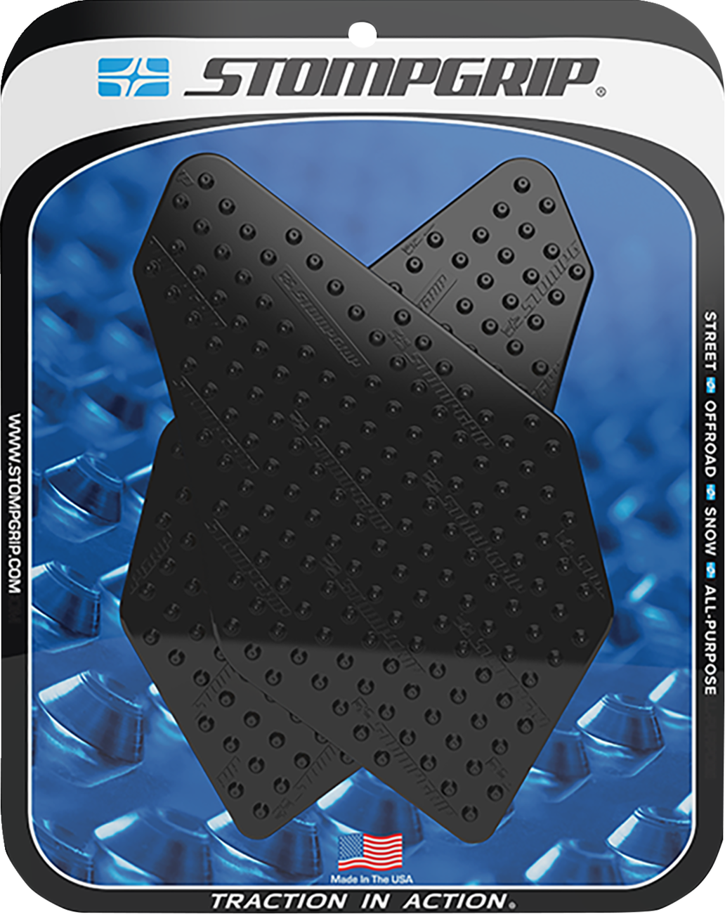 Stompgrip Traction Pad Tank Grips - Volcano - Black - Versys-X 300 2017-2025 Kawasaki KLE300 Versys-X 300 ABS