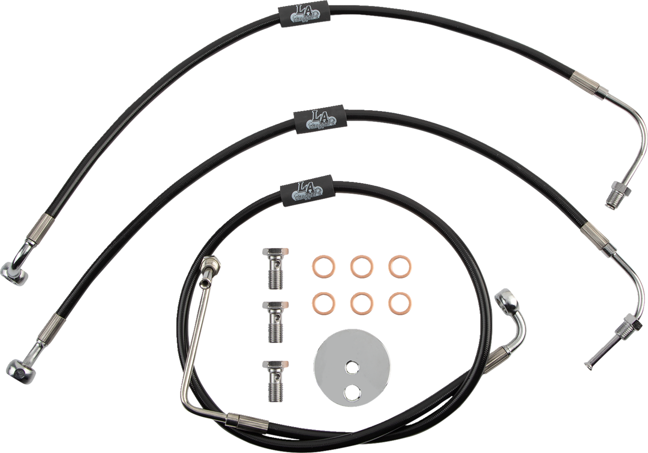 LA CHOPPERS Black Braided Brake Line Kit