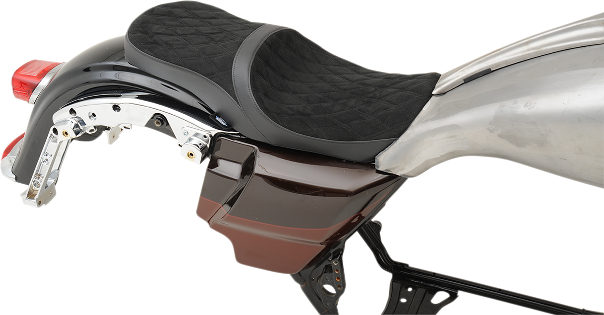 Drag specialties seats Low Touring Seat - Diamond - Ness Winged Tanks - FL '08-'23 Harley Davidson