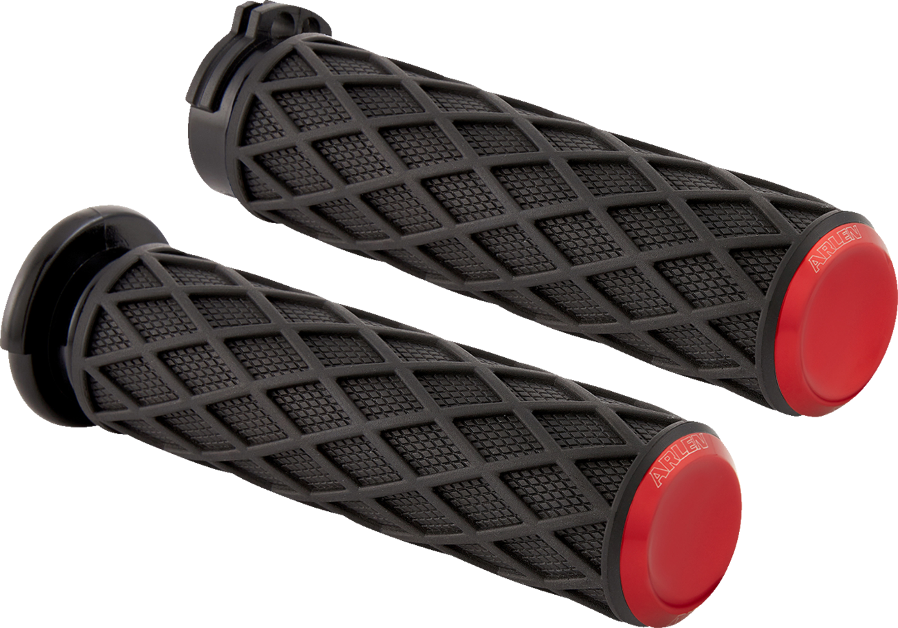 Arlen ness Diamond Grips - Cable - Red Harley Davidson