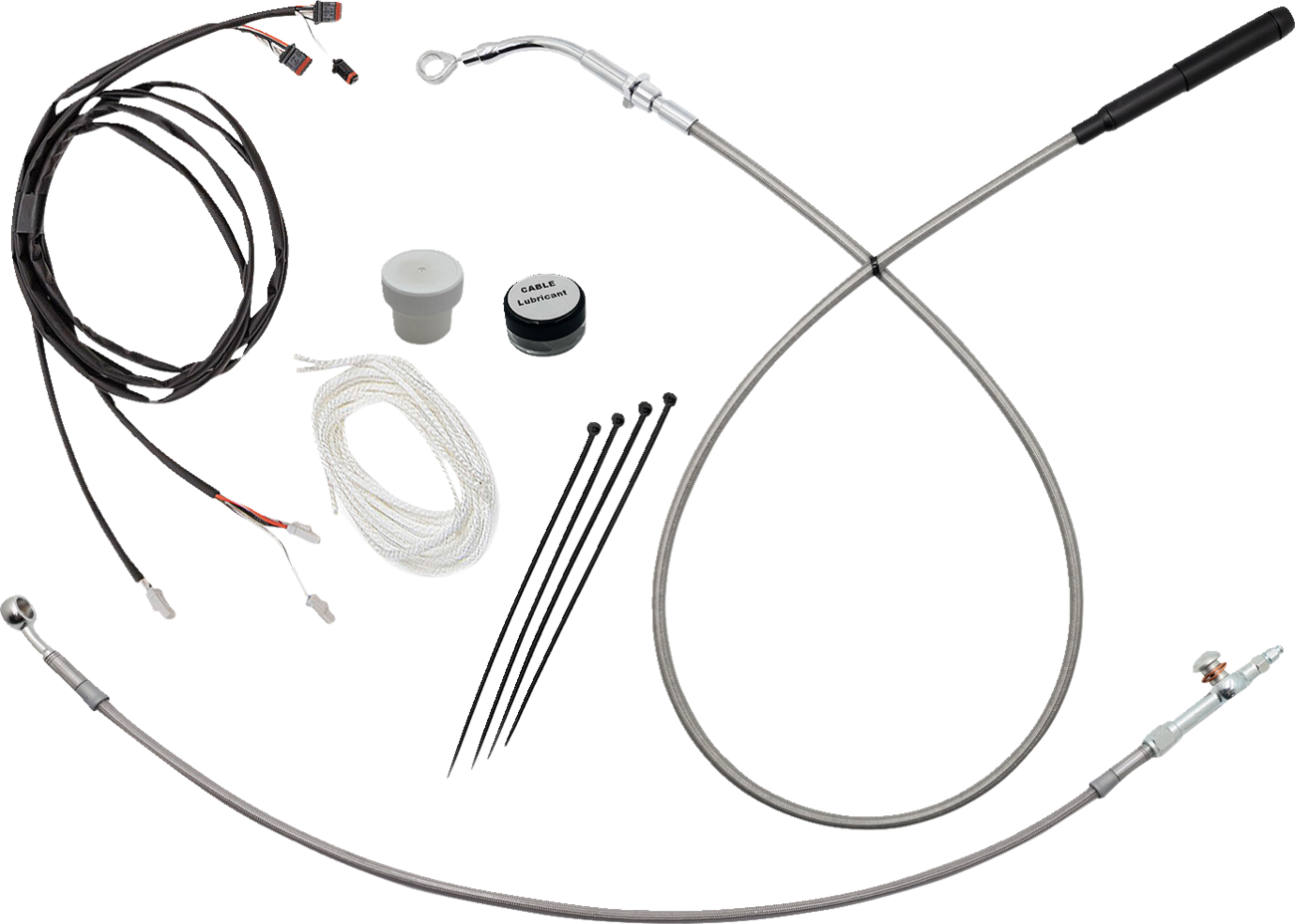 Fat baggers inc. EZ Install Kit - 12" Handlebars - Upper Clutch - Braided Stainless Steel/Chrome Harley Davidson
