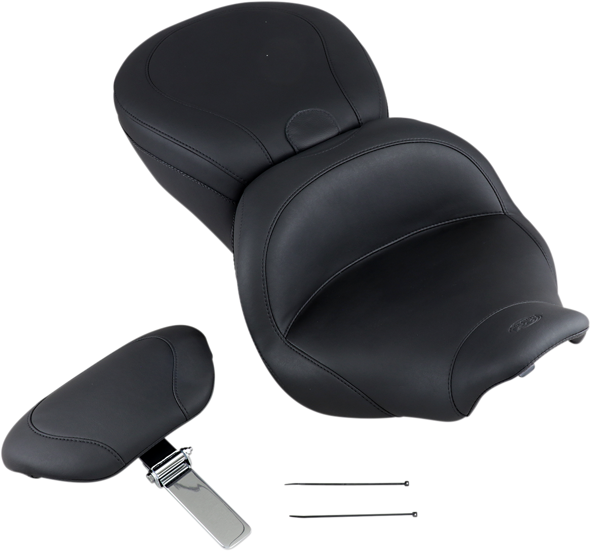 Mustang Lowdown Seat with Driver Backrest - Plain - FLHR '97-'07 Harley Davidson