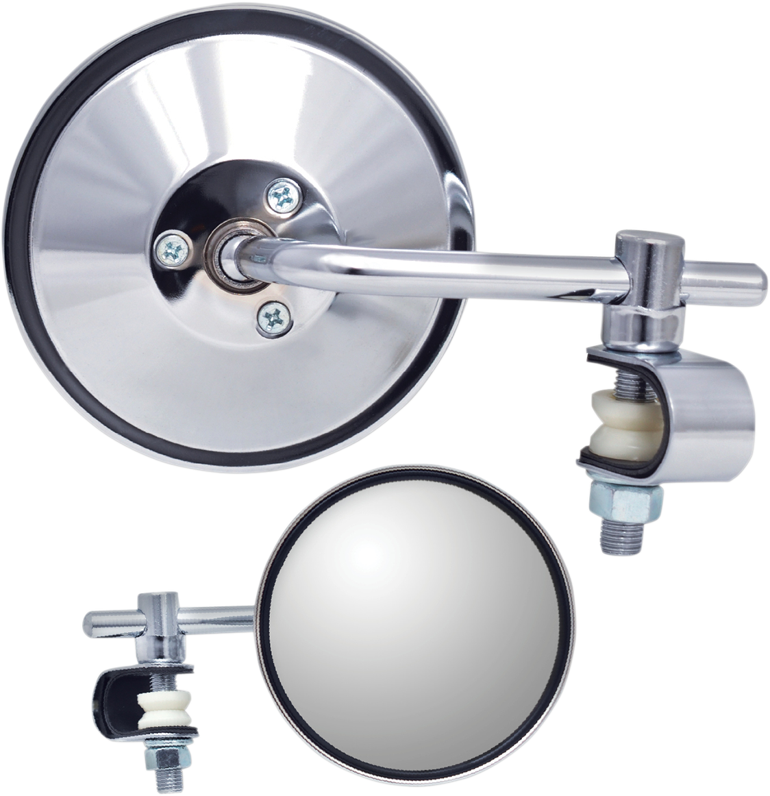 Parts unlimited Mirror - Side View - Round - Chrome - Short - Each
