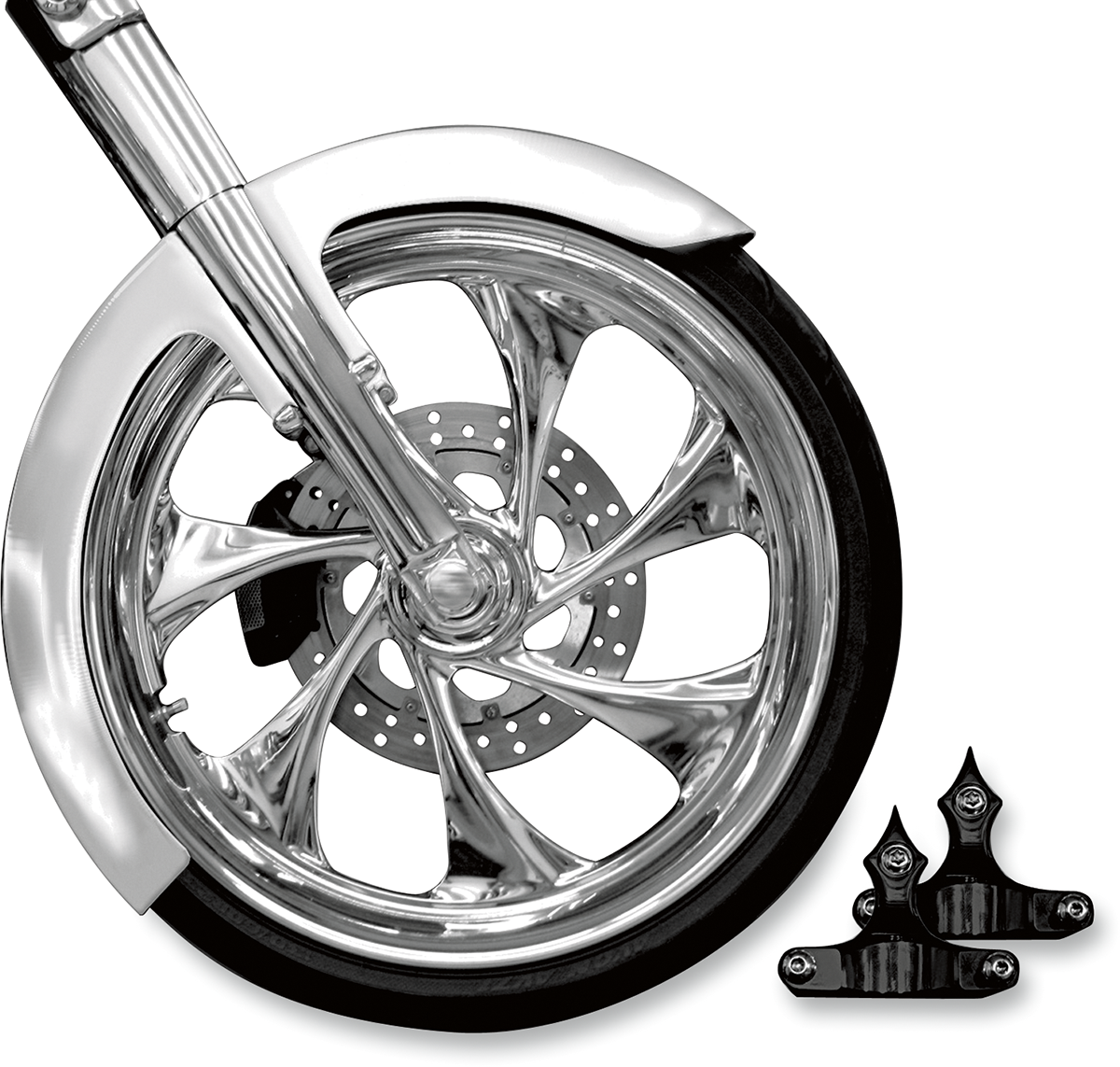 Rc components Phantom Front Fender Kit with Black Adapters - For 23" Wheel Harley Davidson