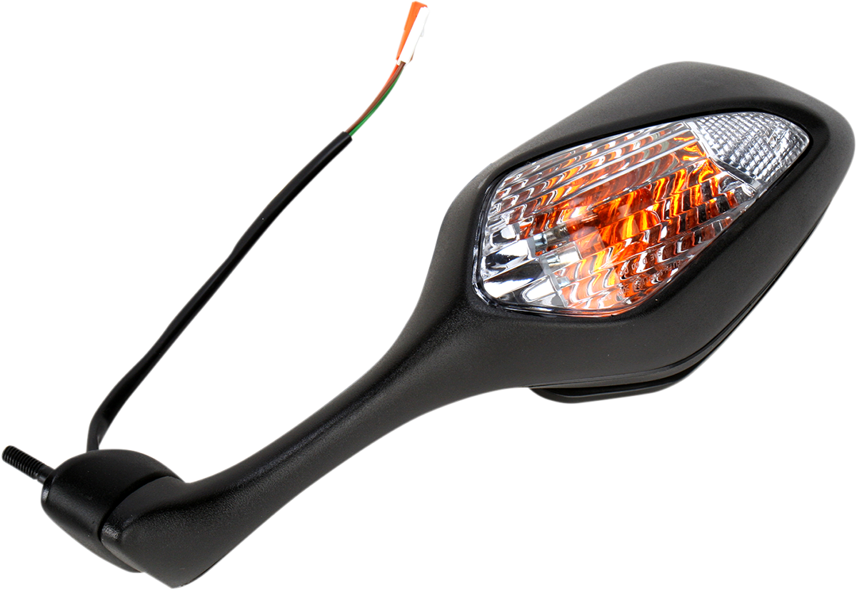 Emgo Mirror - Side View w/Integrated Lighting - Polygon - Black - Left 2008-2010 Honda CBR1000RR