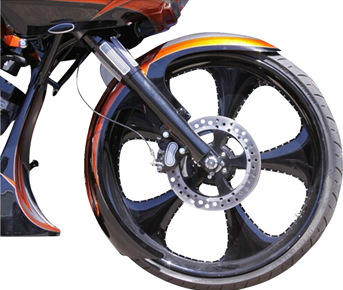 Paul Yaffe Bagger Nation DEI21-13E-B Front Fender 21in Wheel Black Adapters